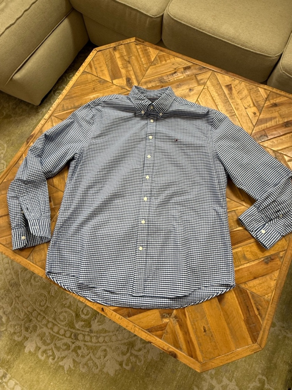 Tommy Hilfiger Navy & White Gingham Button-Down Shirt
